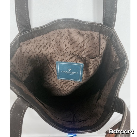 American Eagle Outfitters Dark Brown Leather Tote. - Picture 3 of 10